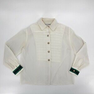 Vintage Chaus Petites Shirt Womens Large Button Up Long Sleeve Ruffle Front